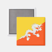 Vlag van Bhutan (Bhutan) (Donderdraak) Magneet (Voorkant / Achterkant)