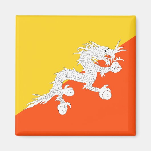 Vlag van Bhutan (Bhutan) (Donderdraak) Magneet (Voorkant)
