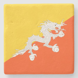 Vlag van Bhutan (Bhutan) (Donderdraak) Stenen Onderzetter