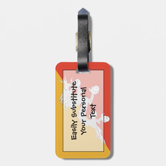 Vlag van Bhutan Easy ID Personal Bagagelabel (Achterkant verticaal)