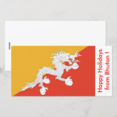 Vlag van Bhutan, Prettige Feestdagen vanuit Bhutan Feestdagenkaart (Voorkant / Achterkant)