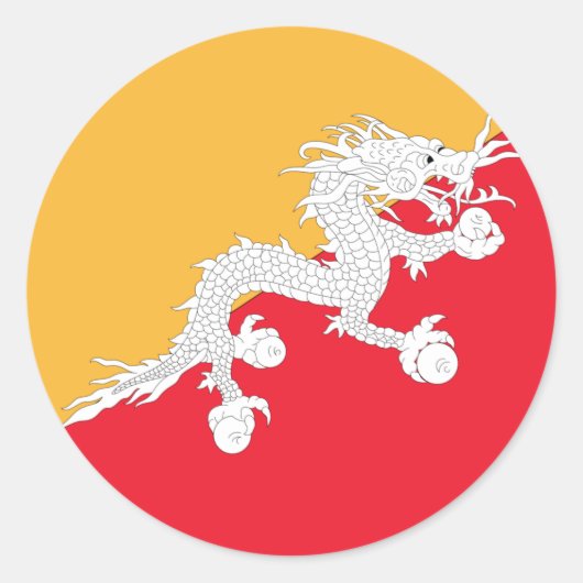 Vlag van Bhutan Ronde Sticker (Voorkant)