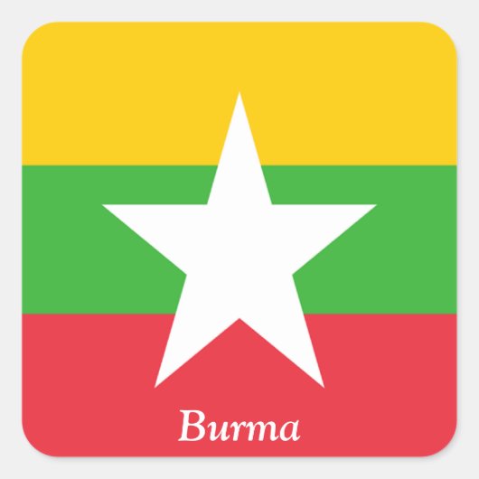Vlag van Birma Vierkante Sticker (Voorkant)