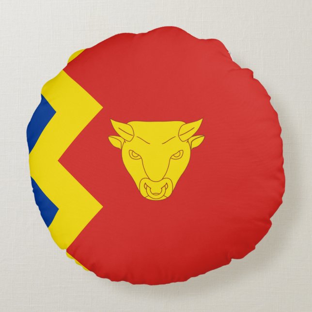 Vlag van Birmingham Rond Kussen (Achterkant)
