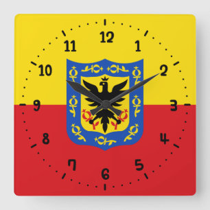 Vlag van Bogota, Colombia Square Wall Clock Vierkante Klok