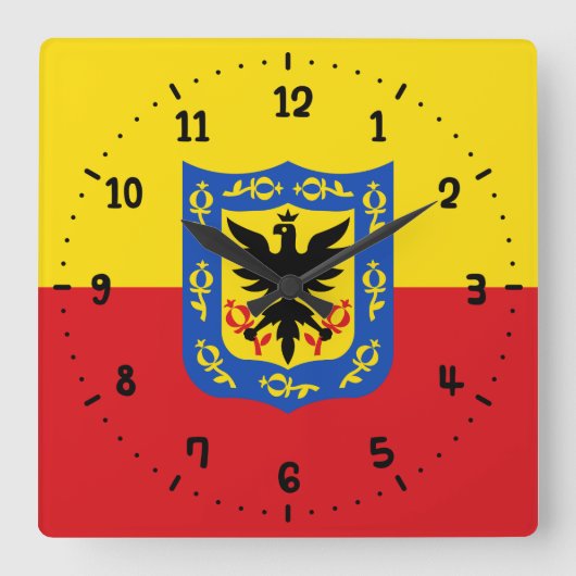 Vlag van Bogota, Colombia Square Wall Clock Vierkante Klok (Voorkant)