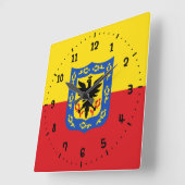 Vlag van Bogota, Colombia Square Wall Clock Vierkante Klok (Hoek)