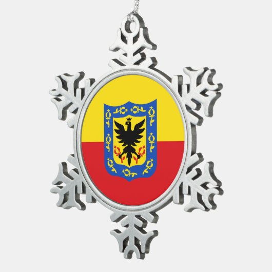 Vlag van Bogota, Colombia Tin Sneeuwvlok Ornament (Rechts)