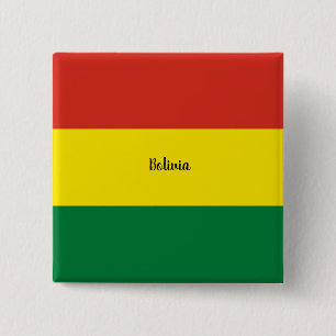 Vlag van Bolivia, gelabeld, Vierkante Button 5,1 Cm