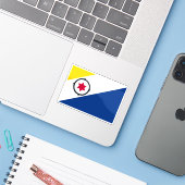 Vlag van Bonaire, Nederlands Caribisch eiland Sticker (Laptop met iPhone)