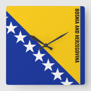 Vlag van Bosnië en Herzegovina Dazzling Patriotic Vierkante Klok