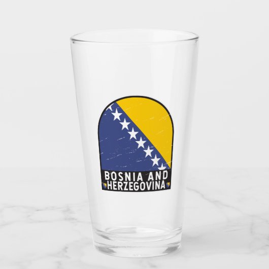 Vlag van Bosnië en Herzegovina verhit Glas (Voorkant)
