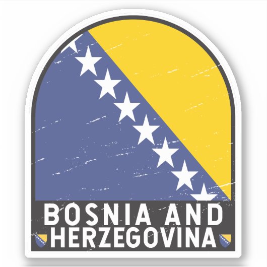 Vlag van Bosnië en Herzegovina verhit Sticker (Voorkant)