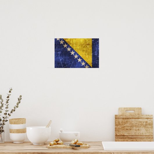  vlag van Bosnië-Herzegovina Poster (Keuken)