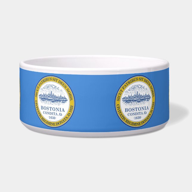 Vlag van Boston, Massachusetts Bowl Voerbakje (Voorkant)