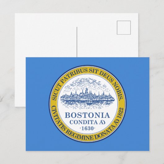 Vlag van Boston, Massachusetts Briefkaart (Voorkant / Achterkant)