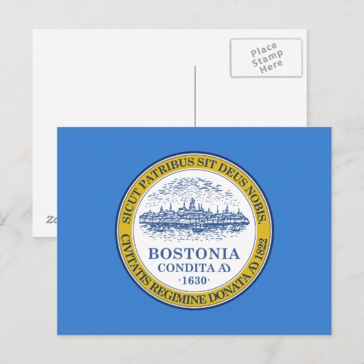 Vlag van Boston, Massachusetts Briefkaart (Voorkant / Achterkant)