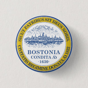 Vlag van Boston, Massachusetts Ronde Button 3,2 Cm