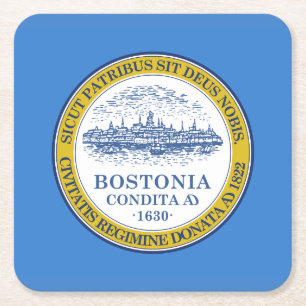Vlag van Boston, Massachusetts Square Paper Onderz Kartonnen Onderzetters