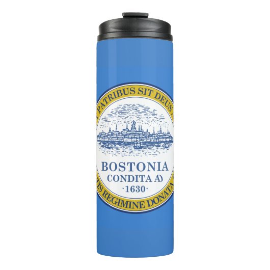Vlag van Boston, Massachusetts Thermal Tumbler Thermosbeker (Voorkant)