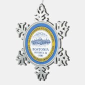 Vlag van Boston, Massachusetts Tin Sneeuwvlok Ornament (Rechts)