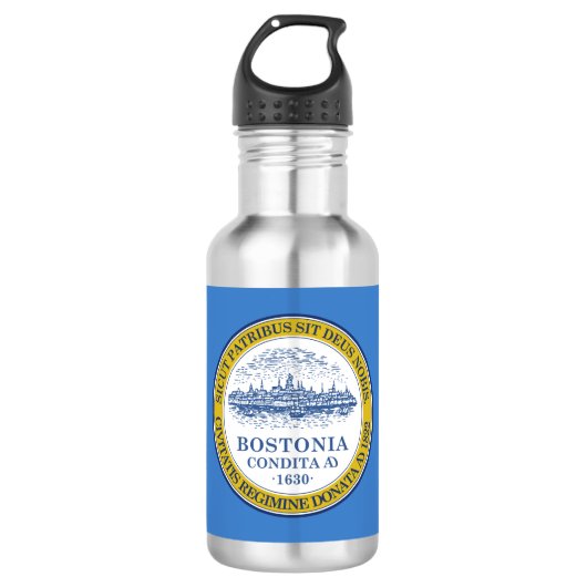 Vlag van Boston, Massachusetts Water Bottle Waterfles (Voorkant)