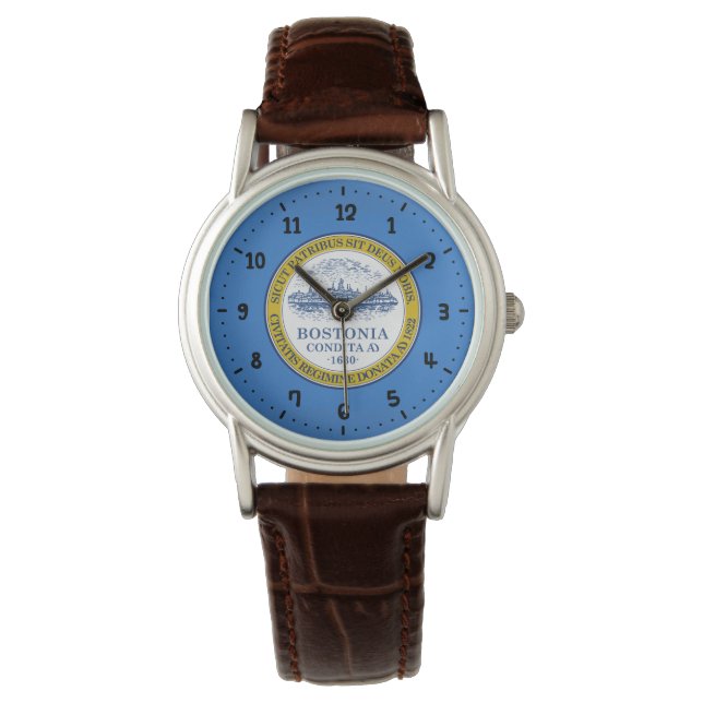 Vlag van Boston, Massachusetts Wrist Watch Horloge (Voorkant)