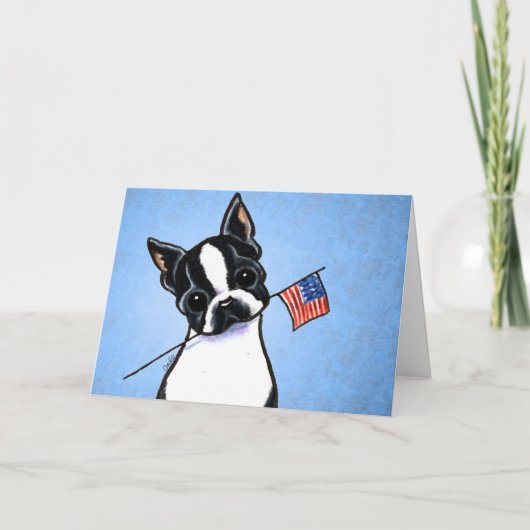 Vlag van Boston Terrier op 4 juli Aangepast Kaart (Voorkant)