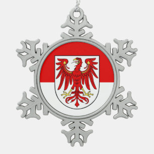 Vlag van Brandenburg Snowflake Pewter Kerstmis Orn Tin Sneeuwvlok Ornament