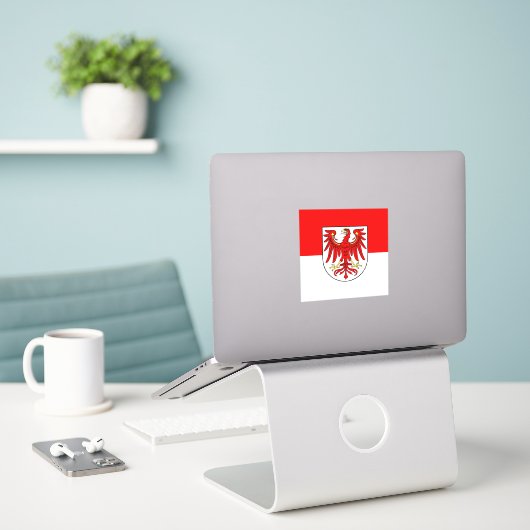 Vlag van Brandenburg Vinyl Sticker (Laptop op bureau)