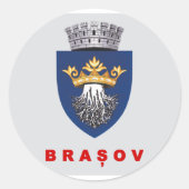 Vlag van Brasov Ronde Sticker (Voorkant)