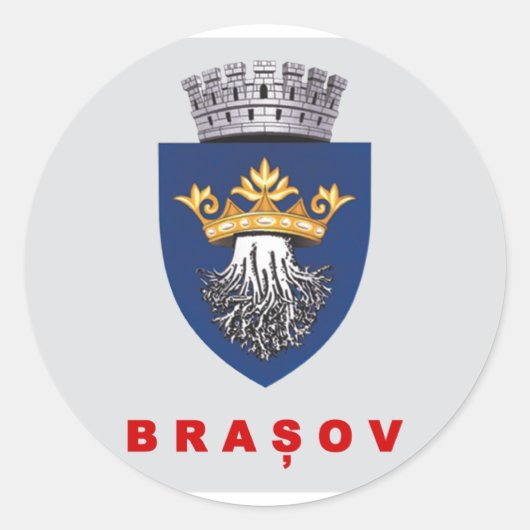 Vlag van Brasov Ronde Sticker (Voorkant)