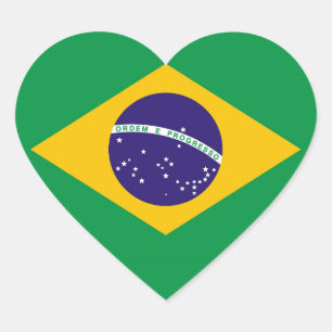 vlag van Brazilië Bandeira do Brasil Hart Sticker
