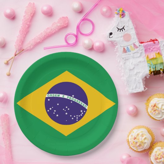 vlag van Brazilië Bandeira do Brasil Papieren Bordje (Feest)