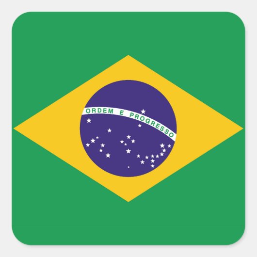vlag van Brazilië Bandeira do Brasil Vierkante Sticker (Voorkant)