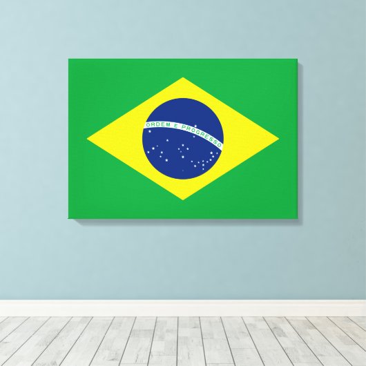 vlag van Brazilië Canvas Afdruk (Insitu (Houten vloer))