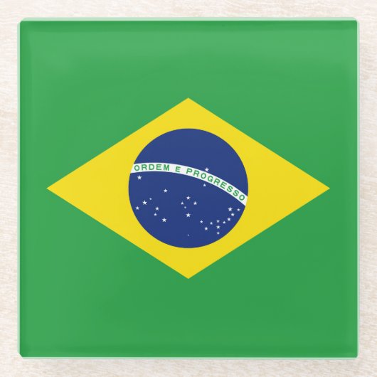Vlag van Brazilië Glazen Onderzetter (Voorkant)