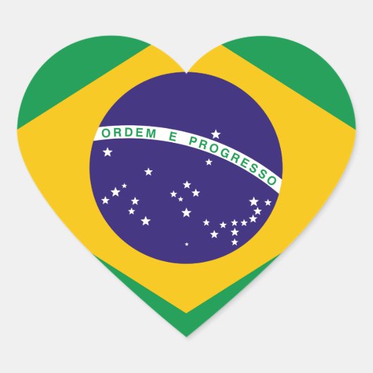 vlag van Brazilië Hart Sticker (Voorkant)