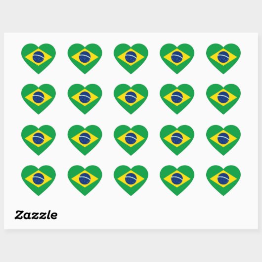 Vlag van Brazilië Hart Sticker (Vel)