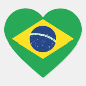 Vlag van Brazilië Hart Sticker (Voorkant)