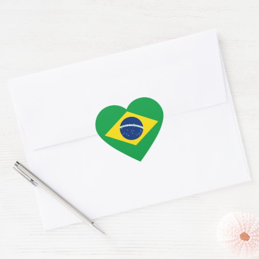 Vlag van Brazilië Hart Sticker (Envelop)