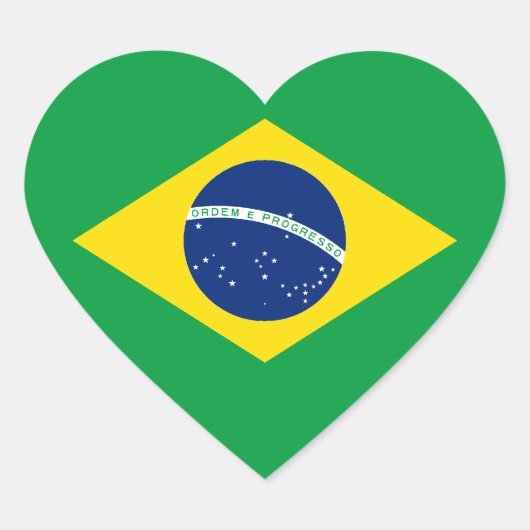 Vlag van Brazilië Hartsticker Hart Sticker (Voorkant)