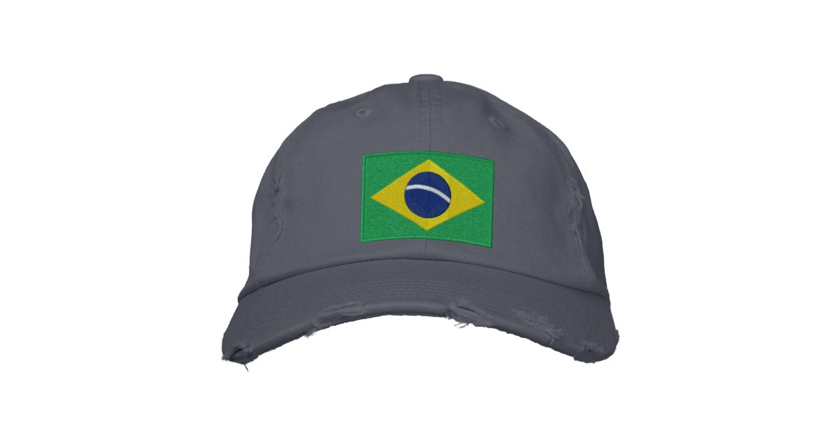 vlag van Brazilië in groen, geel en blauw Geborduurde Pet Zazzle.nl
