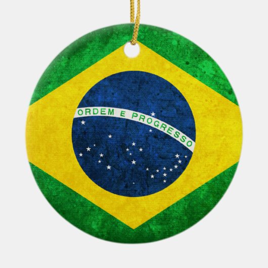 vlag van Brazilië Keramisch Ornament (Voorkant)