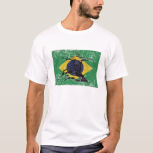 Vlag van Brazilië met Christus de dominee T-shirt