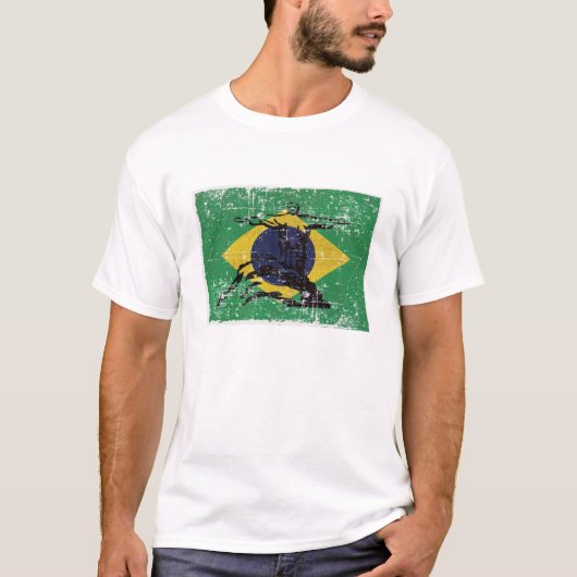 Vlag van Brazilië met Christus de dominee T-shirt (Voorkant)