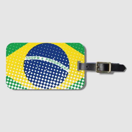 vlag van Brazilië met een halftooneffect Bagagelabel (Voorkant (horizontaal))