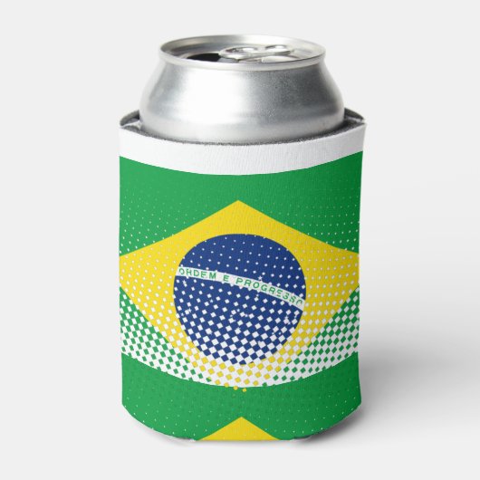 vlag van Brazilië met een halftooneffect Blikjeskoeler (Blikje Voorkant)
