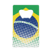 vlag van Brazilië met een halftooneffect Creditkaart Flessenopener (Voorkant)