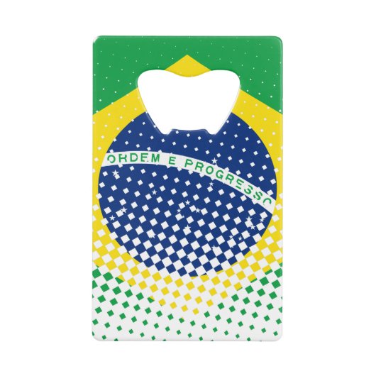 vlag van Brazilië met een halftooneffect Creditkaart Flessenopener (Voorkant)